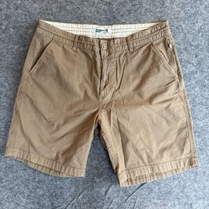 Wellen Shorts Mens 34 Beige Chino Travel Casual Zip Pocket Key Loop 8in Inseam
